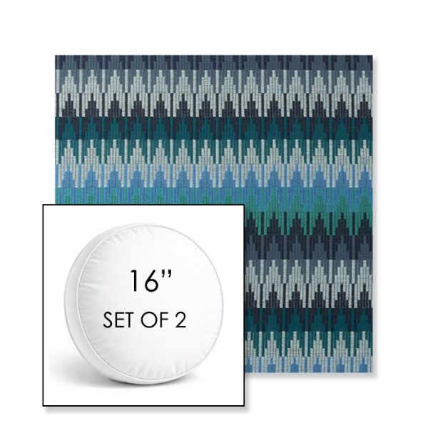 Picture of Valley Lagoon | Set of 2 | 16" Sunbrella Boxed Round Outdoor Throw Pillows with Premium Inserts