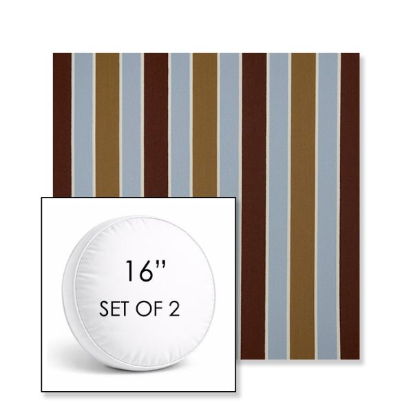 Picture of Varsity Cabernet Cloud | Set of 2 | 16" Sunbrella Boxed Round Outdoor Throw Pillows with Premium Inserts