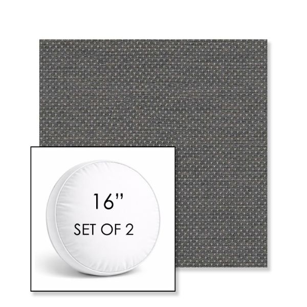 Picture of Wadi Steel | Set of 2 | 16" Sunbrella Boxed Round Outdoor Throw Pillows with Premium Inserts
