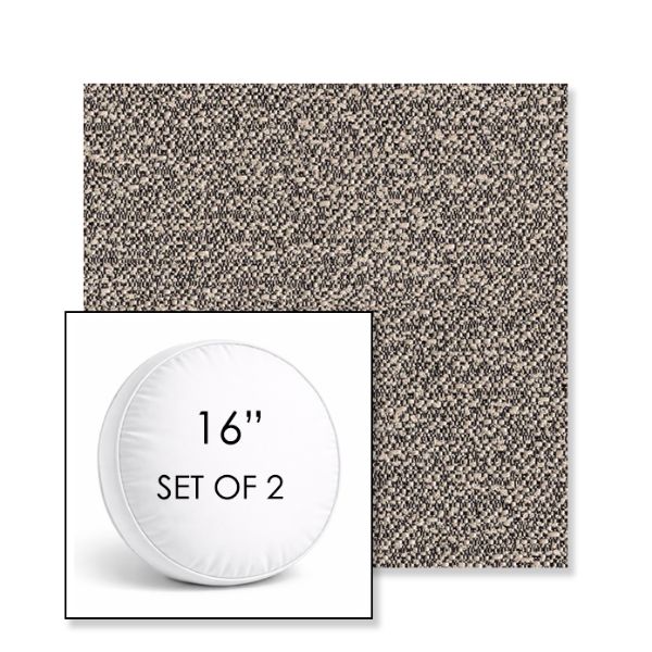 Picture of Wander Granite | Set of 2 | 16" Sunbrella Boxed Round Outdoor Throw Pillows with Premium Inserts