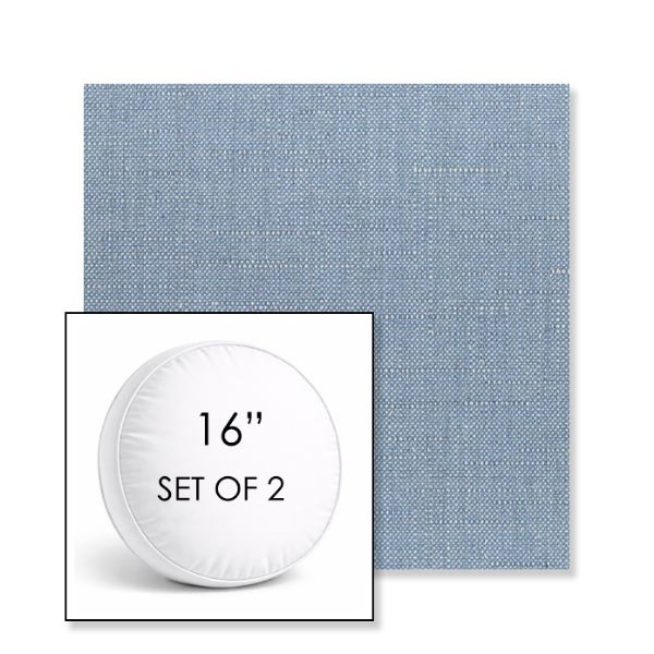 Picture of Willa Chambray | Set of 2 | 16" Sunbrella Boxed Round Outdoor Throw Pillows with Premium Inserts
