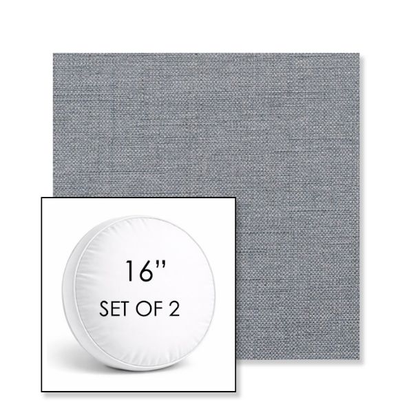 Picture of Willa Haze | Set of 2 | 16" Sunbrella Boxed Round Outdoor Throw Pillows with Premium Inserts