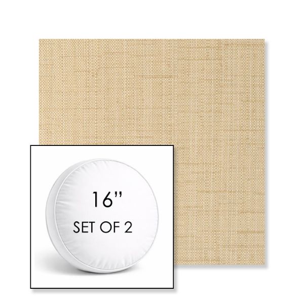 Picture of Willa Hemp | Set of 2 | 16" Sunbrella Boxed Round Outdoor Throw Pillows with Premium Inserts