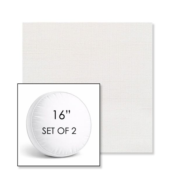 Picture of Willa Snow | Set of 2 | 16" Sunbrella Boxed Round Outdoor Throw Pillows with Premium Inserts