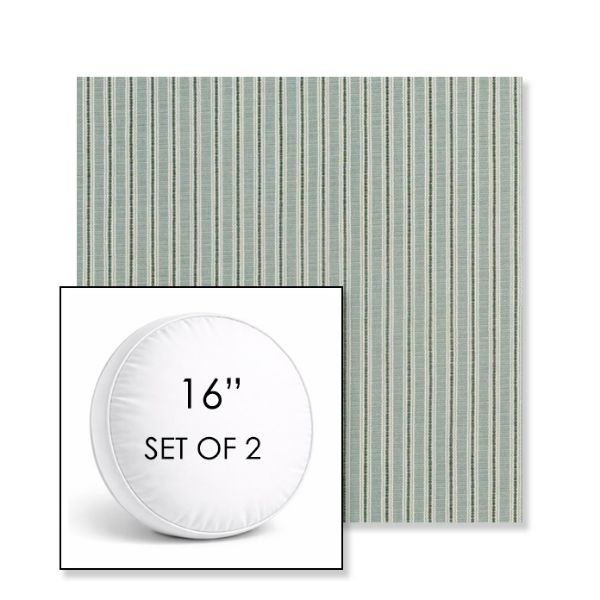 Picture of William Rosemary | Set of 2 | 16" Sunbrella Boxed Round Outdoor Throw Pillows with Premium Inserts
