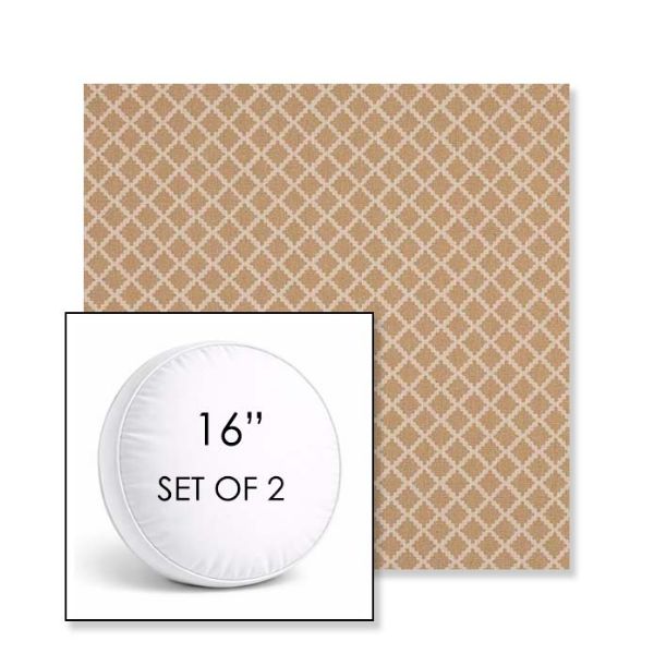 Picture of Yardly Lattice | Set of 2 | 16" Sunbrella Boxed Round Outdoor Throw Pillows with Premium Inserts