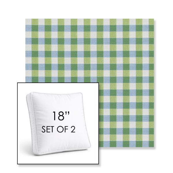 Picture of Above Mantis | Set of 2 | 18" Sunbrella Boxed Square Outdoor Throw Pillows with Premium Inserts