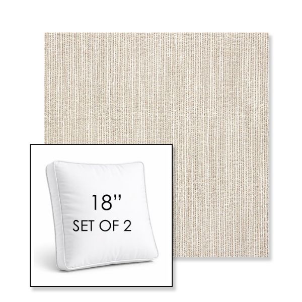 Picture of Adena Sand | Set of 2 | 18" Sunbrella Boxed Square Outdoor Throw Pillows with Premium Inserts
