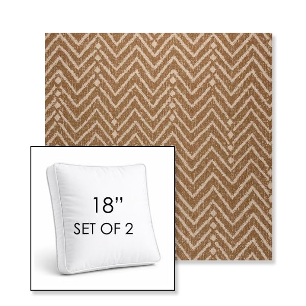 Picture of Argo Toffee | Set of 2 | 18" Sunbrella Boxed Square Outdoor Throw Pillows with Premium Inserts