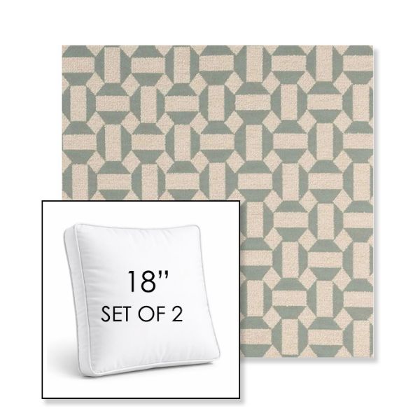 Picture of Assemble Mist | Set of 2 | 18" Sunbrella Boxed Square Outdoor Throw Pillows with Premium Inserts