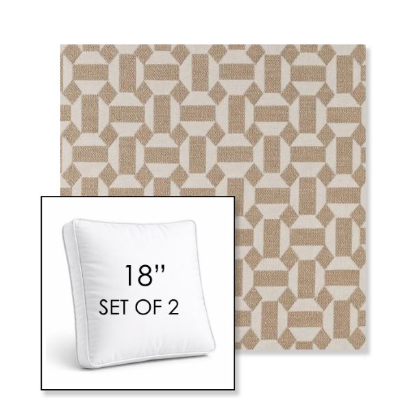 Picture of Assemble Sand | Set of 2 | 18" Sunbrella Boxed Square Outdoor Throw Pillows with Premium Inserts