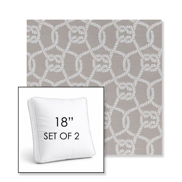 Picture of Bar Harbor Pebble | Set of 2 | 18" Sunbrella Boxed Square Outdoor Throw Pillows with Premium Inserts