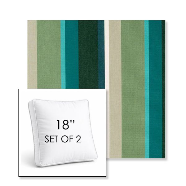 Picture of Beaming Lagoon | Set of 2 | 18" Sunbrella Boxed Square Outdoor Throw Pillows with Premium Inserts