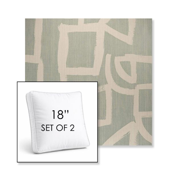 Picture of Brushstroke Duckegg | Set of 2 | 18" Sunbrella Boxed Square Outdoor Throw Pillows with Premium Inserts