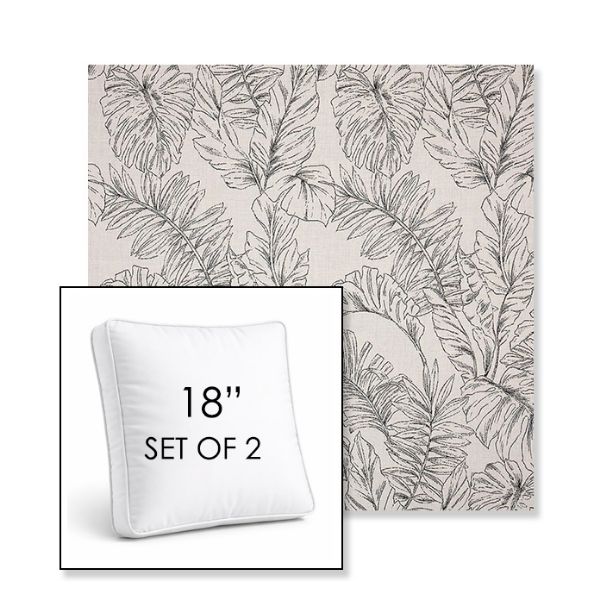 Picture of Calm Graphite | Set of 2 | 18" Sunbrella Boxed Square Outdoor Throw Pillows with Premium Inserts