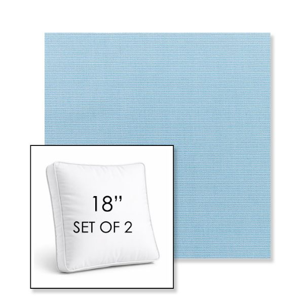 Picture of Canvas Air Blue | Set of 2 | 18" Sunbrella Boxed Square Outdoor Throw Pillows with Premium Inserts