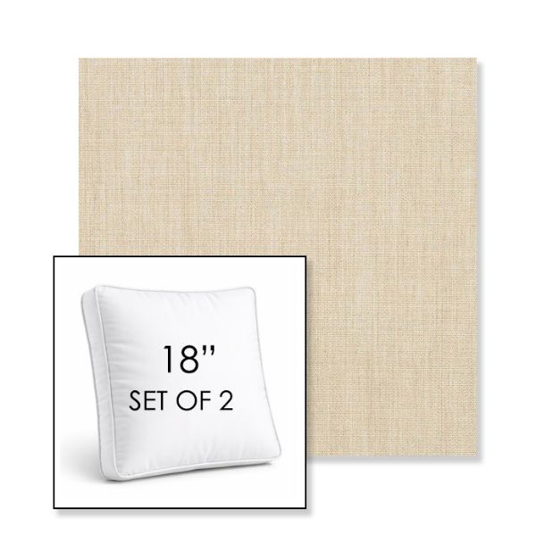 Picture of Canvas Flax | Set of 2 | 18" Sunbrella Boxed Square Outdoor Throw Pillows with Premium Inserts
