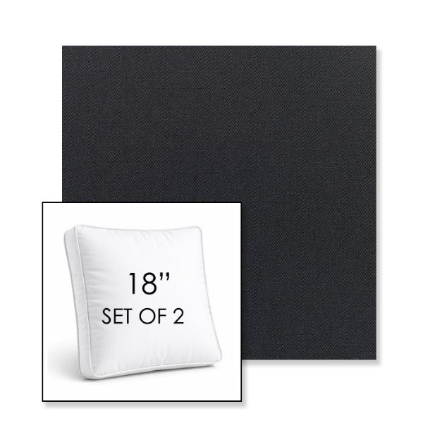 Picture of Canvas Raven Black | Set of 2 | 18" Sunbrella Boxed Square Outdoor Throw Pillows with Premium Inserts
