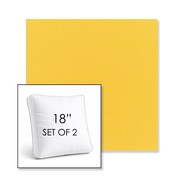 Picture of Canvas Sunflower Yellow | Set of 2 | 18" Sunbrella Boxed Square Outdoor Throw Pillows with Premium Inserts