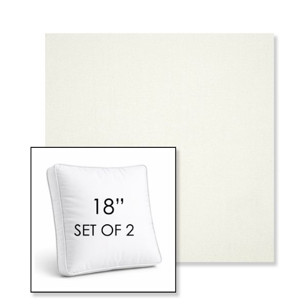 Picture of Canvas White | Set of 2 | 18" Sunbrella Boxed Square Outdoor Throw Pillows with Premium Inserts