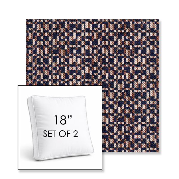 Picture of Carat Azurite | Set of 2 | 18" Sunbrella Boxed Square Outdoor Throw Pillows with Premium Inserts