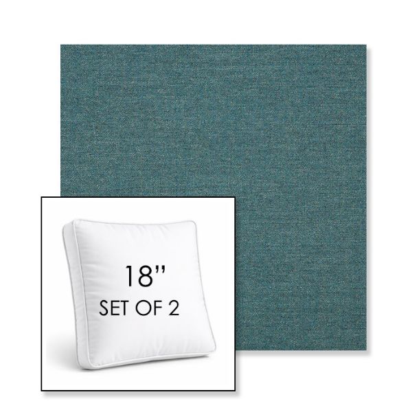 Picture of Cast Lagoon | Set of 2 | 18" Sunbrella Boxed Square Outdoor Throw Pillows with Premium Inserts
