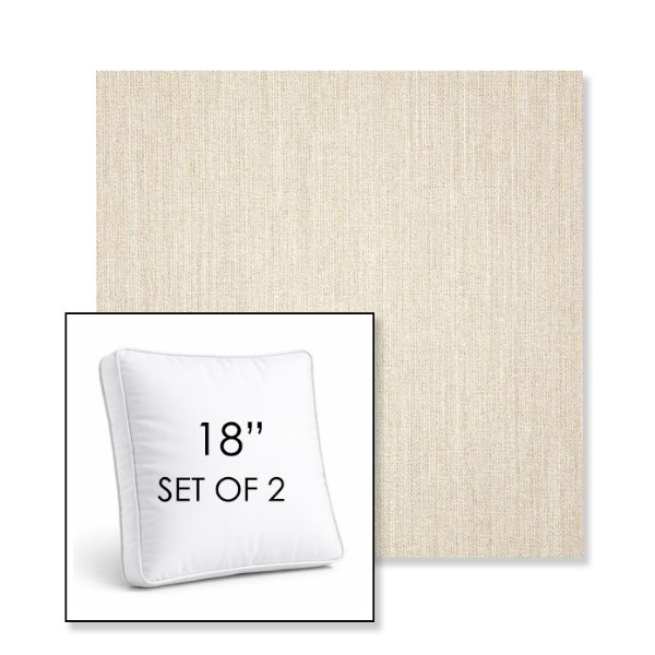 Picture of Cast Pumice | Set of 2 | 18" Sunbrella Boxed Square Outdoor Throw Pillows with Premium Inserts
