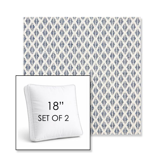 Picture of Detail Denim | Set of 2 | 18" Sunbrella Boxed Square Outdoor Throw Pillows with Premium Inserts