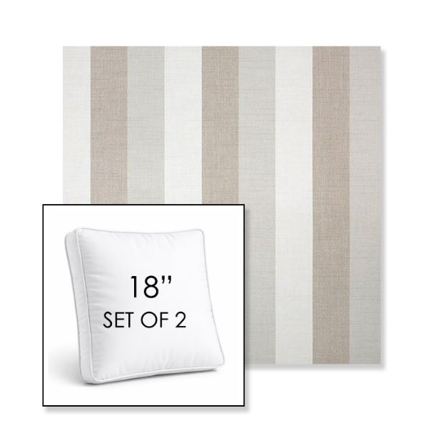 Picture of Direction Linen | Set of 2 | 18" Sunbrella Boxed Square Outdoor Throw Pillows with Premium Inserts
