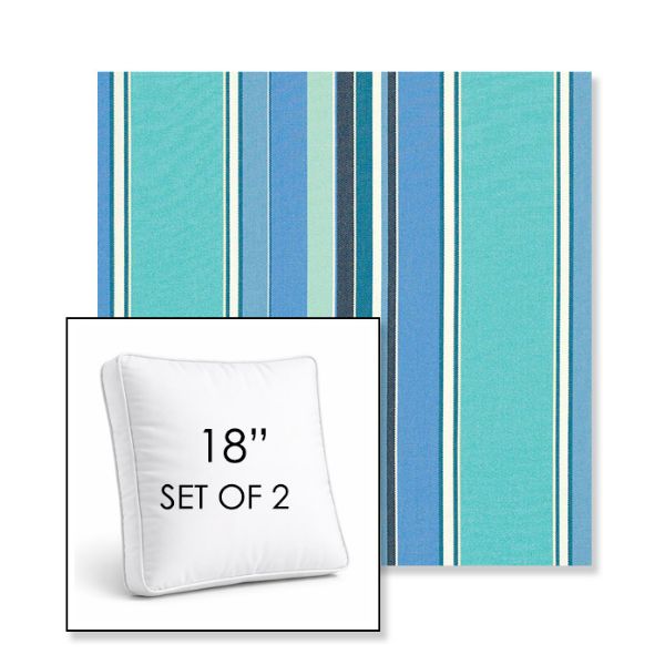 Picture of Dolce Oasis | Set of 2 | 18" Sunbrella Boxed Square Outdoor Throw Pillows with Premium Inserts