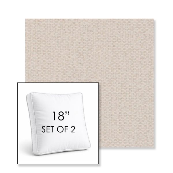 Picture of Dumont Cream | Set of 2 | 18" Sunbrella Boxed Square Outdoor Throw Pillows with Premium Inserts