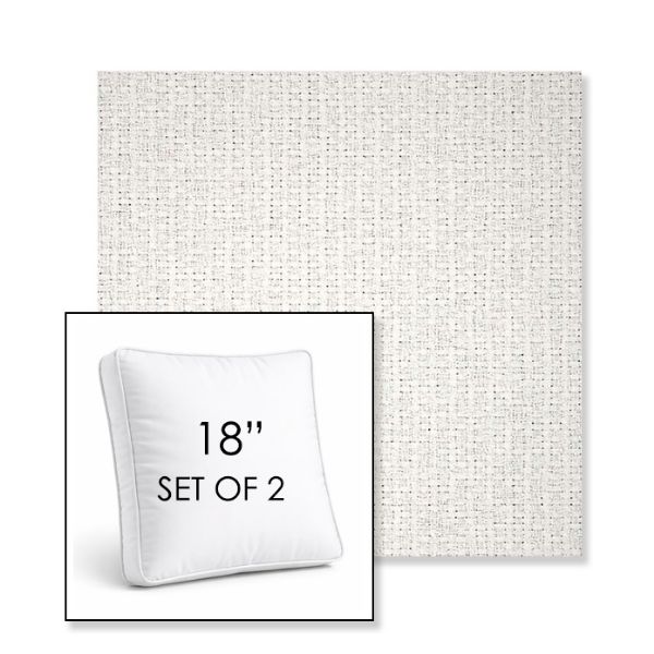 Picture of Dumont Snow | Set of 2 | 18" Sunbrella Boxed Square Outdoor Throw Pillows with Premium Inserts