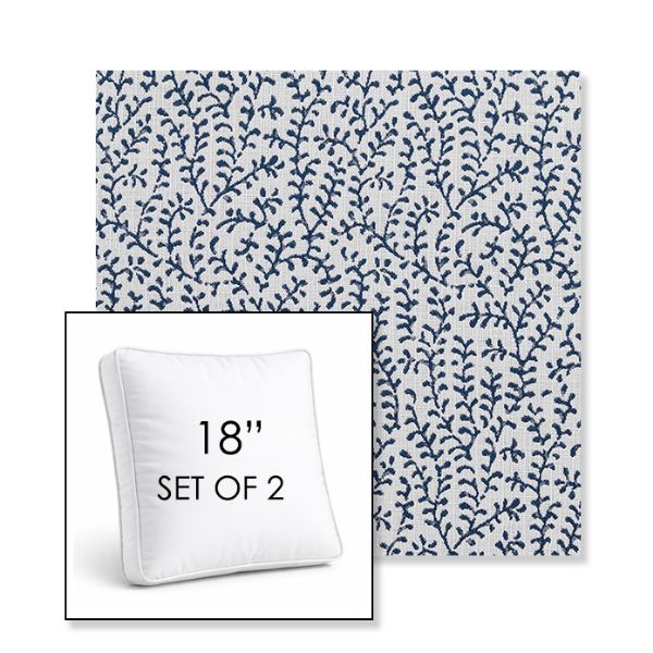 Picture of Eberly Peacock | Set of 2 | 18" Sunbrella Boxed Square Outdoor Throw Pillows with Premium Inserts