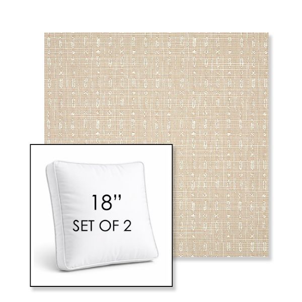 Picture of Embrace Linen | Set of 2 | 18" Sunbrella Boxed Square Outdoor Throw Pillows with Premium Inserts