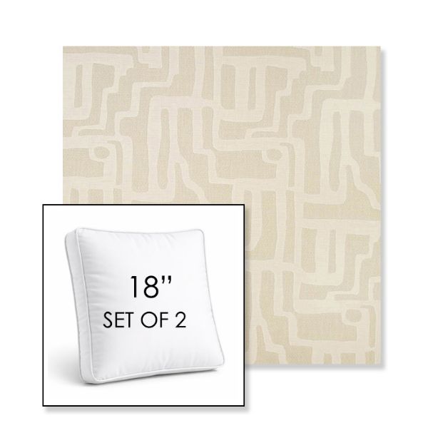 Picture of Escher Alabaster | Set of 2 | 18" Sunbrella Boxed Square Outdoor Throw Pillows with Premium Inserts