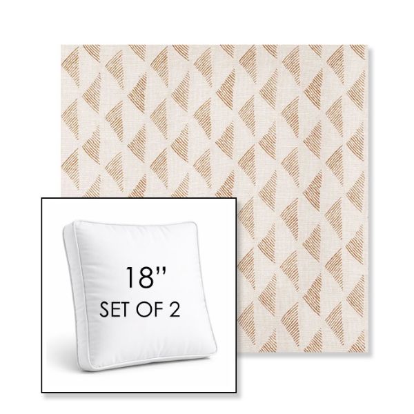 Picture of Etched Angles Cognac | Set of 2 | 18" Sunbrella Boxed Square Outdoor Throw Pillows with Premium Inserts