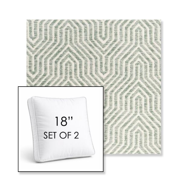 Picture of Etna Juniper | Set of 2 | 18" Sunbrella Boxed Square Outdoor Throw Pillows with Premium Inserts