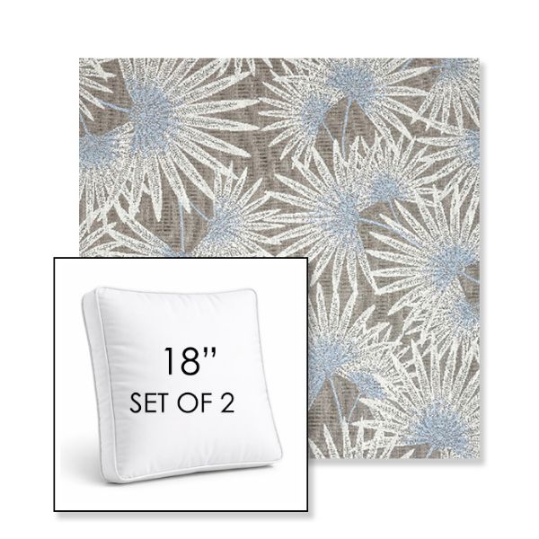 Picture of Etta Vapor | Set of 2 | 18" Sunbrella Boxed Square Outdoor Throw Pillows with Premium Inserts