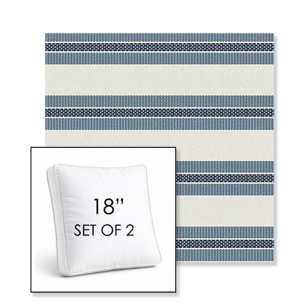 Picture of Excel Denim | Set of 2 | 18" Sunbrella Boxed Square Outdoor Throw Pillows with Premium Inserts