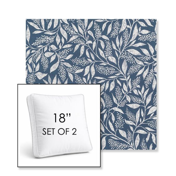 Picture of Exquisite Indigo | Set of 2 | 18" Sunbrella Boxed Square Outdoor Throw Pillows with Premium Inserts