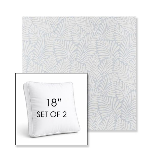 Picture of Frond Sky | Set of 2 | 18" Sunbrella Boxed Square Outdoor Throw Pillows with Premium Inserts