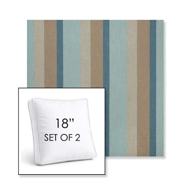 Picture of Gateway Mist | Set of 2 | 18" Sunbrella Boxed Square Outdoor Throw Pillows with Premium Inserts