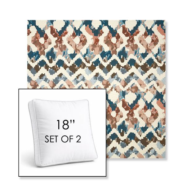 Picture of Inga Boho | Set of 2 | 18" Sunbrella Boxed Square Outdoor Throw Pillows with Premium Inserts