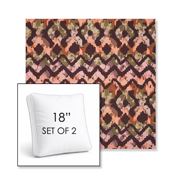 Picture of Inga Gypsy | Set of 2 | 18" Sunbrella Boxed Square Outdoor Throw Pillows with Premium Inserts