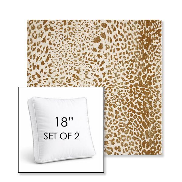 Picture of Instinct Toffee | Set of 2 | 18" Sunbrella Boxed Square Outdoor Throw Pillows with Premium Inserts