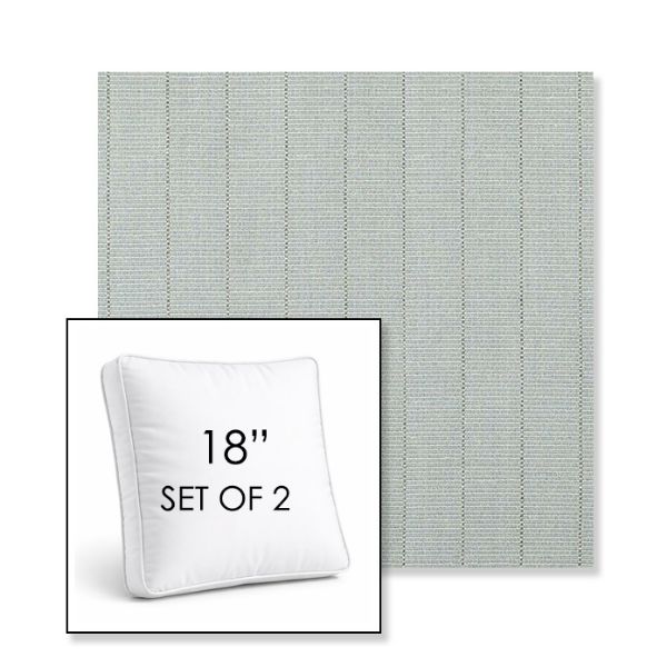 Picture of Kaia Mist | Set of 2 | 18" Sunbrella Boxed Square Outdoor Throw Pillows with Premium Inserts