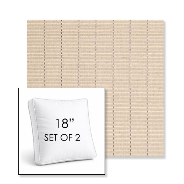 Picture of Kaia Wheat | Set of 2 | 18" Sunbrella Boxed Square Outdoor Throw Pillows with Premium Inserts