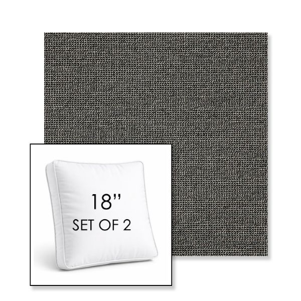 Picture of Kudos Carbon | Set of 2 | 18" Sunbrella Boxed Square Outdoor Throw Pillows with Premium Inserts
