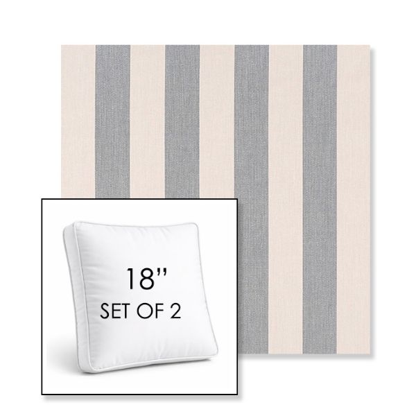 Picture of Leisure Denim | Set of 2 | 18" Sunbrella Boxed Square Outdoor Throw Pillows with Premium Inserts