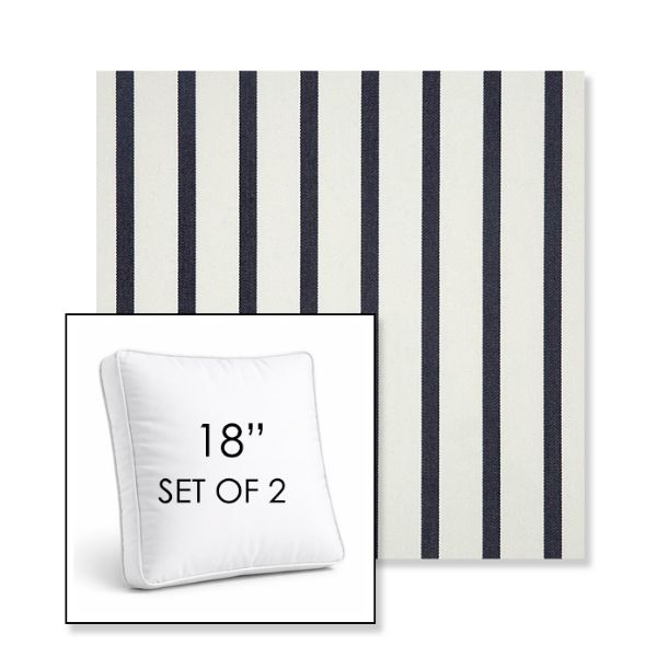 Picture of Lido Indigo | Set of 2 | 18" Sunbrella Boxed Square Outdoor Throw Pillows with Premium Inserts